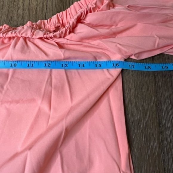 🛍️2 for $25 Sale🛍️ Off Shoulder Blouse Tie Sleeve Casual Dressy Small‎ Coral - Picture 5 of 12